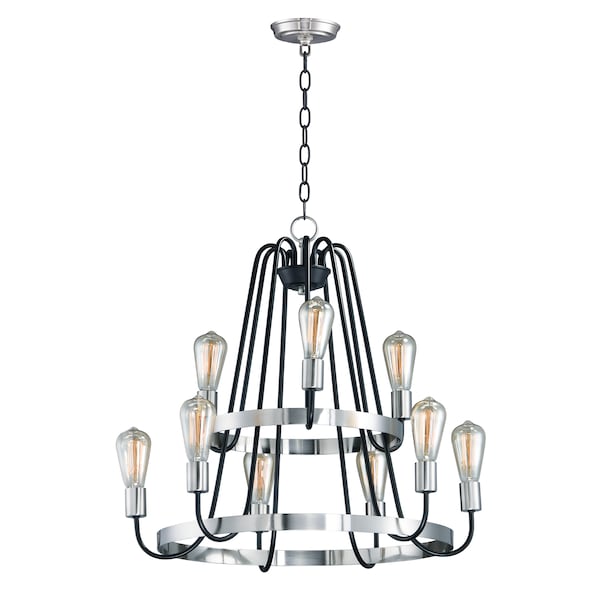 Maxim Lighting Haven 9-Light 27" Wide Black / Satin Nickel Chandelier 11737BKSN - main